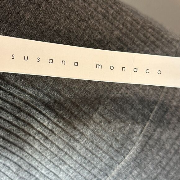 Susana Monaco Stretchy Ribbed Knit Short Sleeve Dress Gray Women's Small NWT - Picture 9 of 11